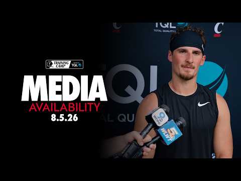 Bearcats QB JC French talks to the media after Fall practice No. 1