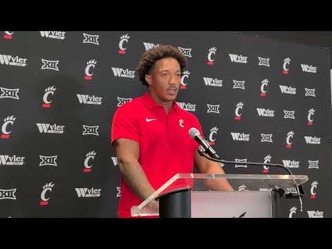Bearcats LB Jonathan Thompson talks to media ahead of Boston College