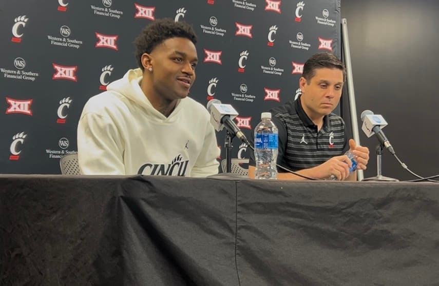 UC HC Wes Miller and G Jizzle James talk to the media ahead of West Virginia
