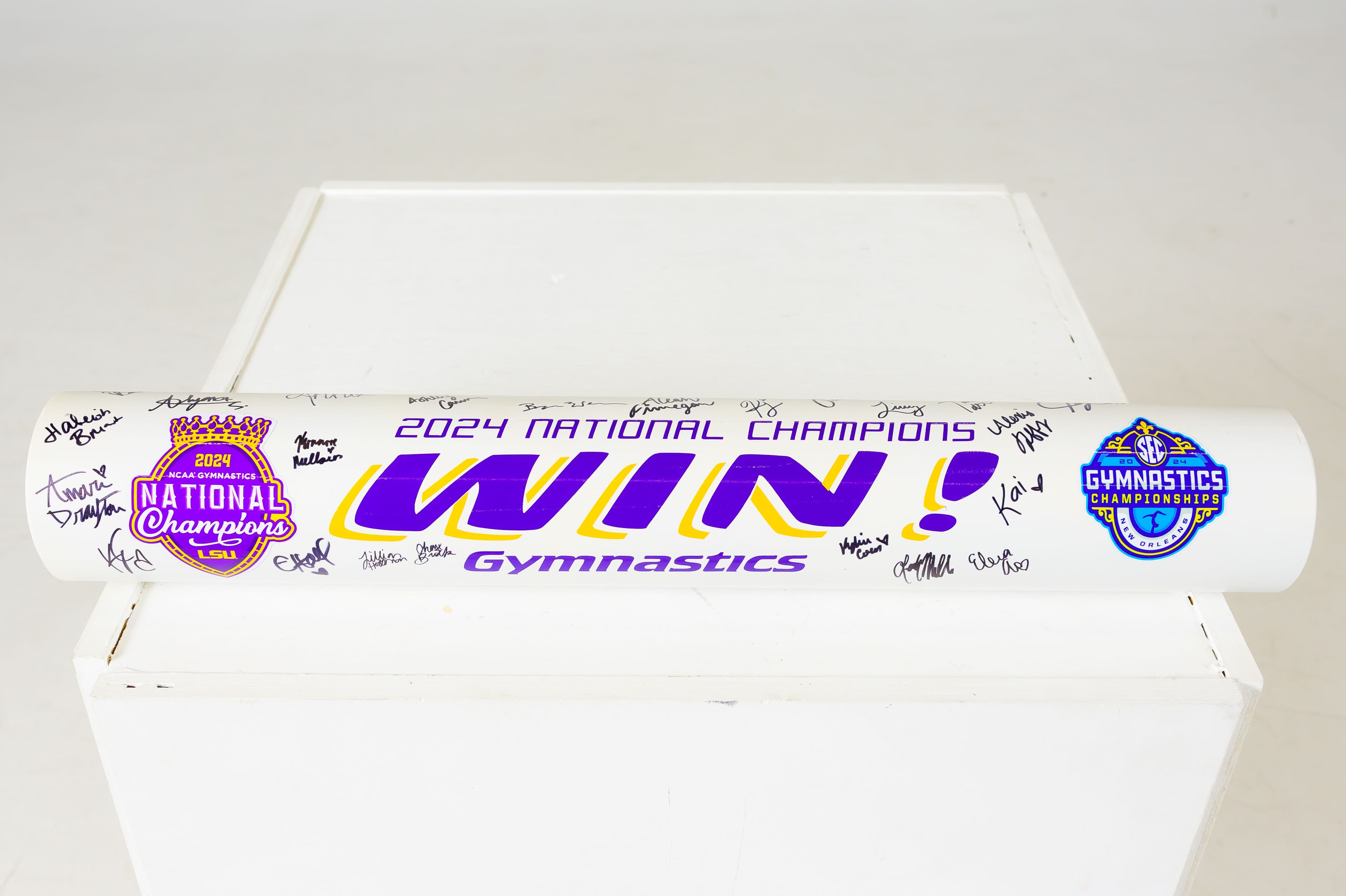 Autographed LSU Gymnastics National Championship Win Bar