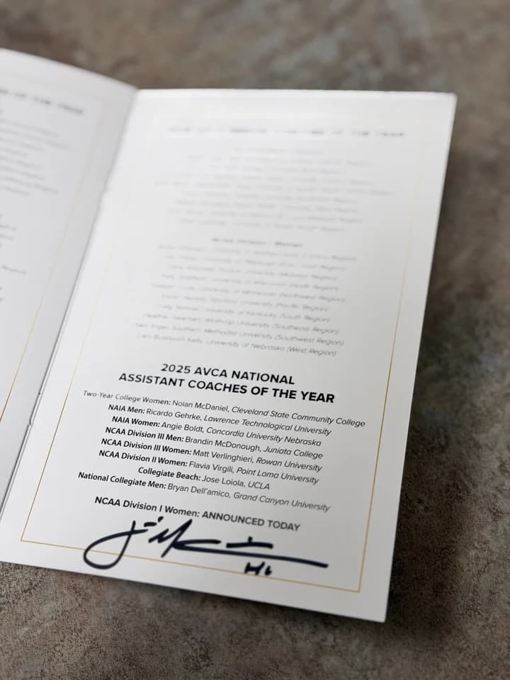 Coach Jamie Morrison Autographed AVCA Honors Card